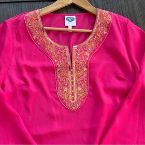 Fucsia colored Embroidered Women's Top
